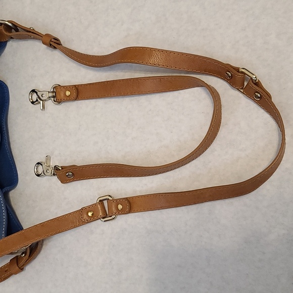 PIKOLINOS Blue and White Genuine Leather Shoulder Bucket Bag - Picture 12 of 16